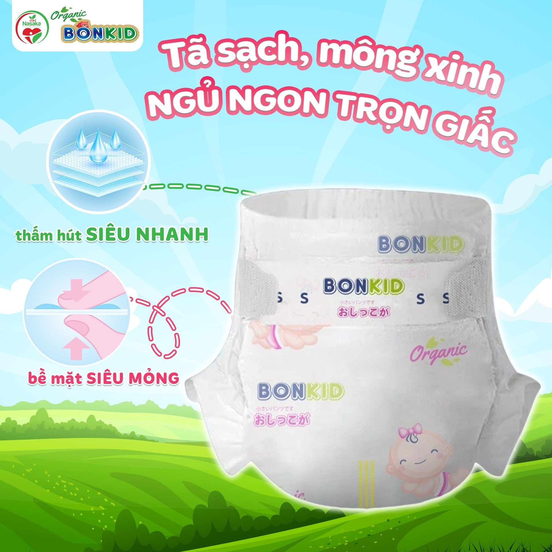 BỈM BONKID ORGANIC – SIÊU THẤM HÚT CHỐNG TRÀN ĐỈNH CAO